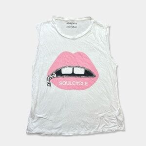 SOULCYCLE X LAUREN MOSHI Blouse Size XS White Pink Oversized GUC